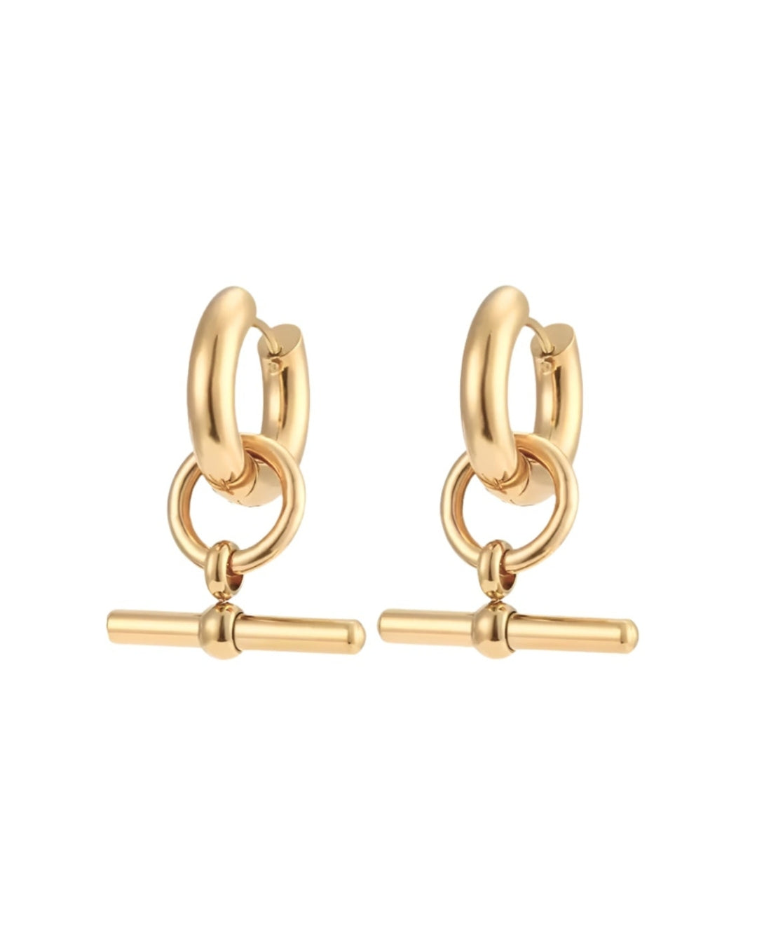 CHUNKY T-BAR HOOP HYPOALLERGENIC EARRINGS