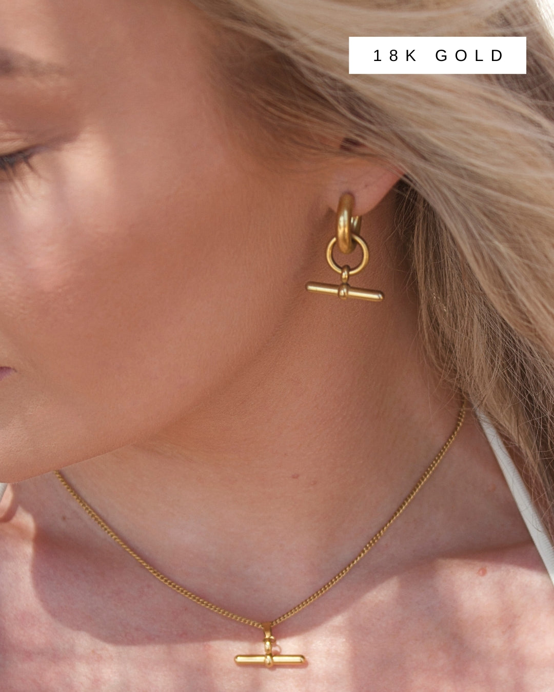 CHUNKY T-BAR HOOP HYPOALLERGENIC EARRINGS