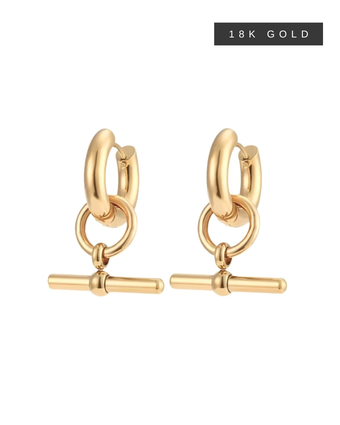 CHUNKY T-BAR HOOP HYPOALLERGENIC EARRINGS