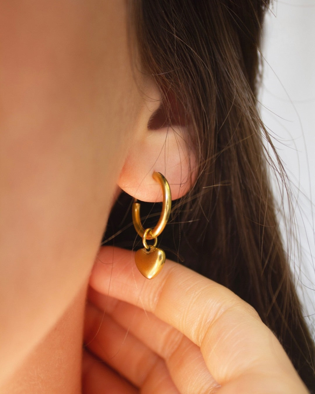 MINI HEART HOOP HYPOALLERGENIC EARRINGS