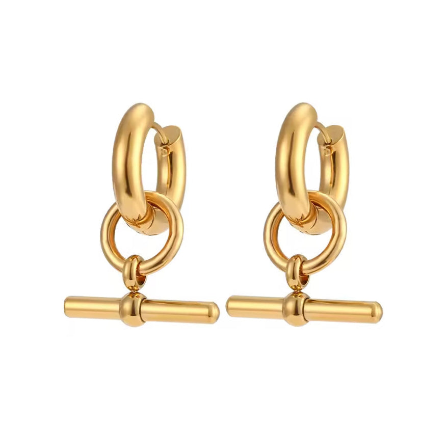 CHUNKY T-BAR HOOP HYPOALLERGENIC EARRINGS
