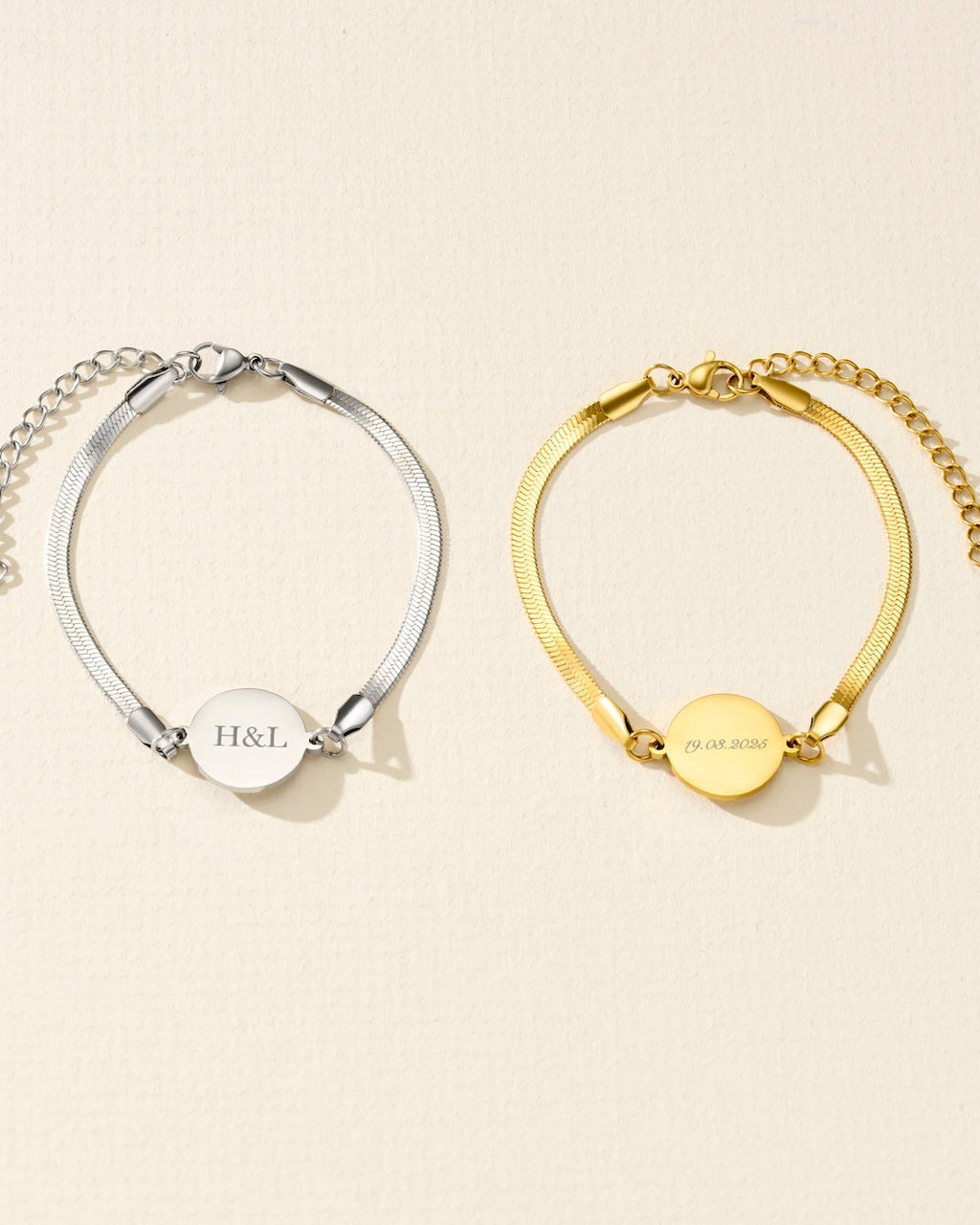 Personalised Disc Herringbone Bracelet
