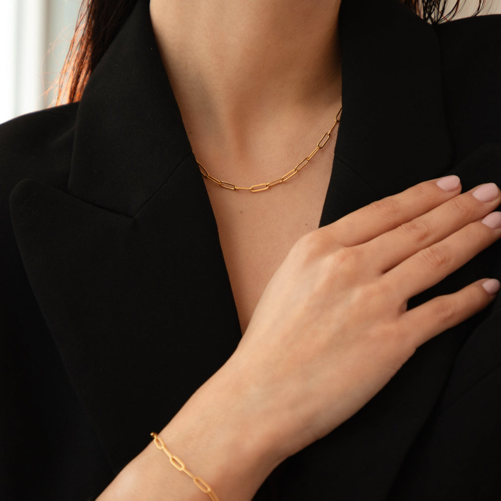 Paperclip Chain Bracelet - 18k Gold - Hypoallergenic