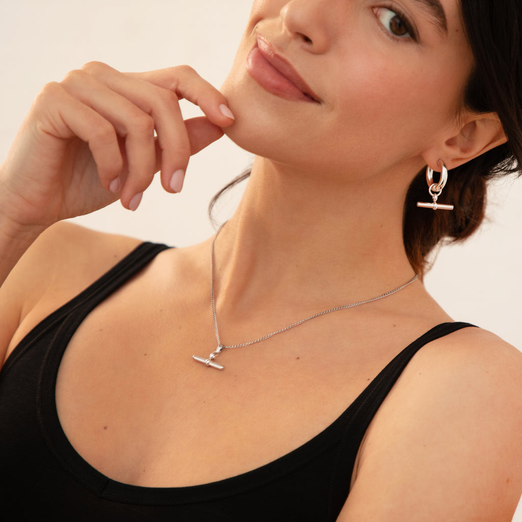 CHUNKY T-BAR HOOP HYPOALLERGENIC EARRINGS