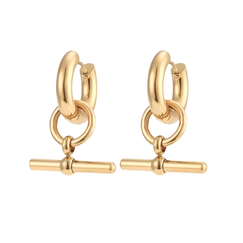 CHUNKY T-BAR HOOP HYPOALLERGENIC EARRINGS