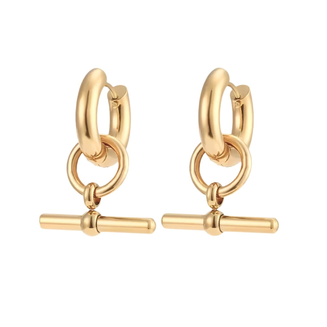 CHUNKY T-BAR HOOP HYPOALLERGENIC EARRINGS