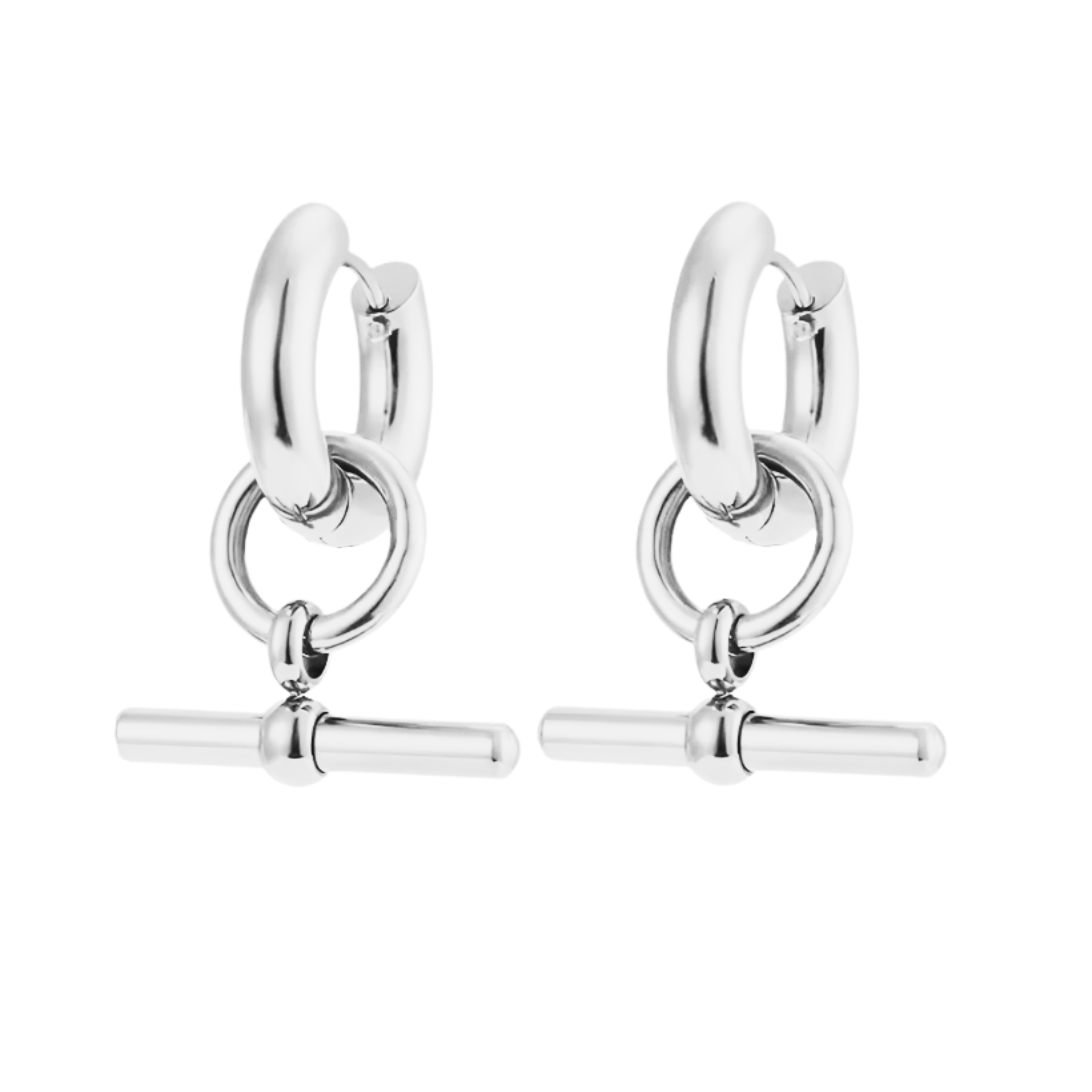 CHUNKY T-BAR HOOP HYPOALLERGENIC EARRINGS