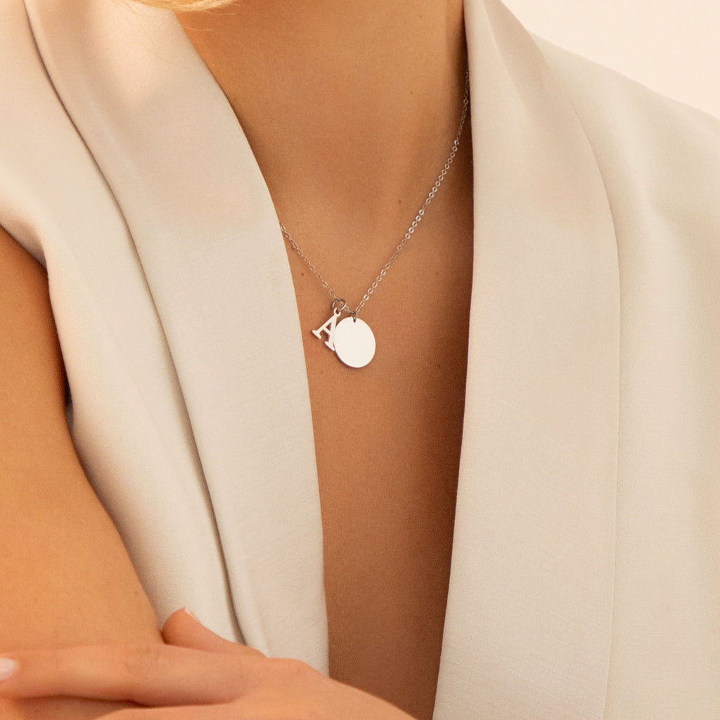 Disc Necklace With Optional Initial