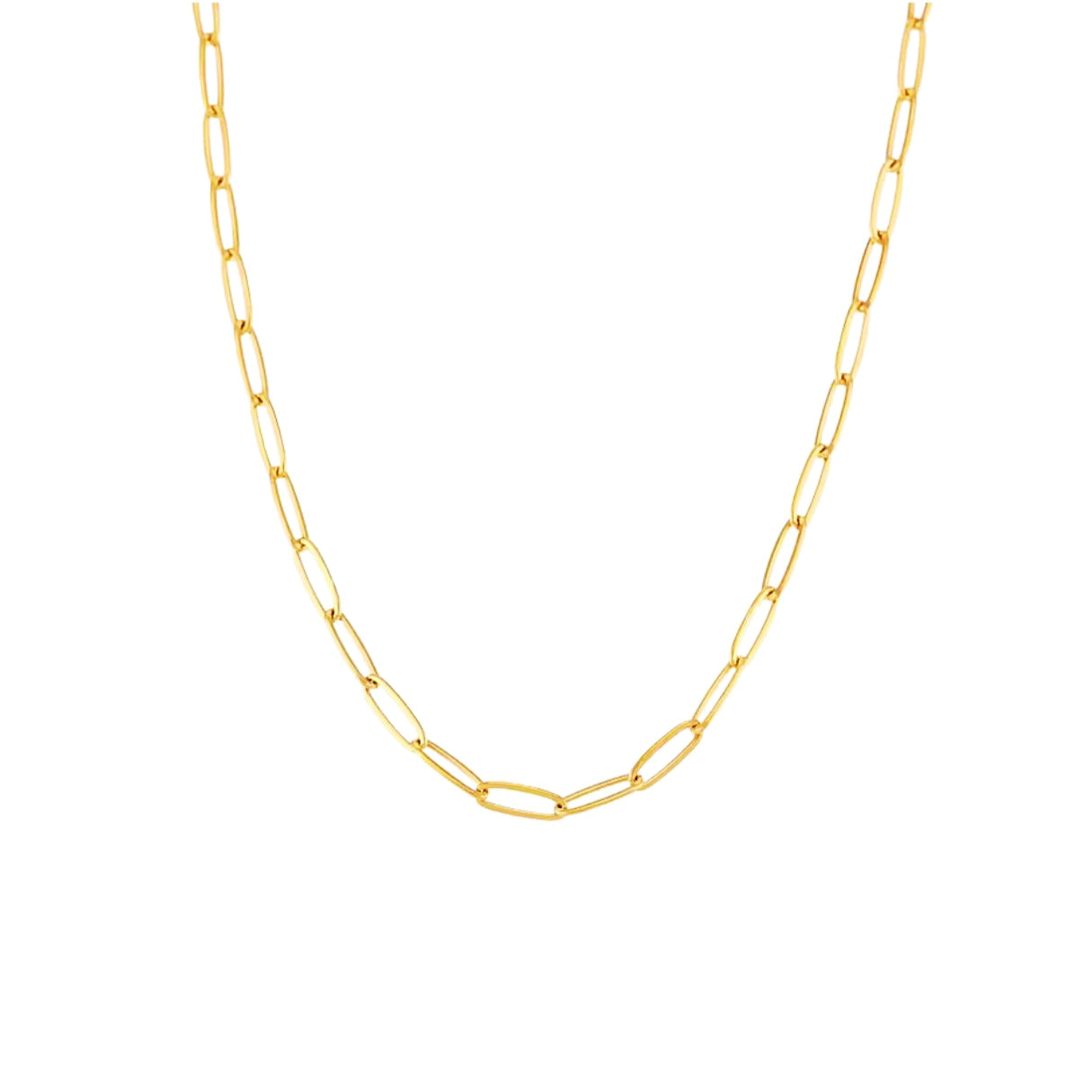 Paperclip Chain Necklace - 18k Gold - Hypoallergenic